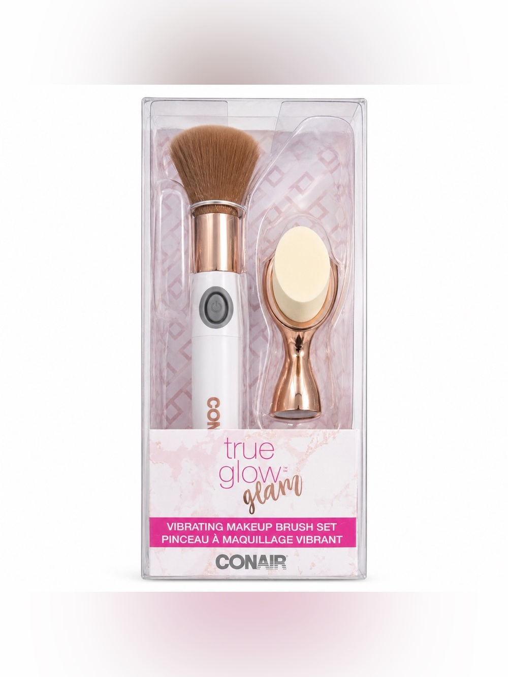 Conair True Glow Glam Makeup Brush Set in White & Rose Gold